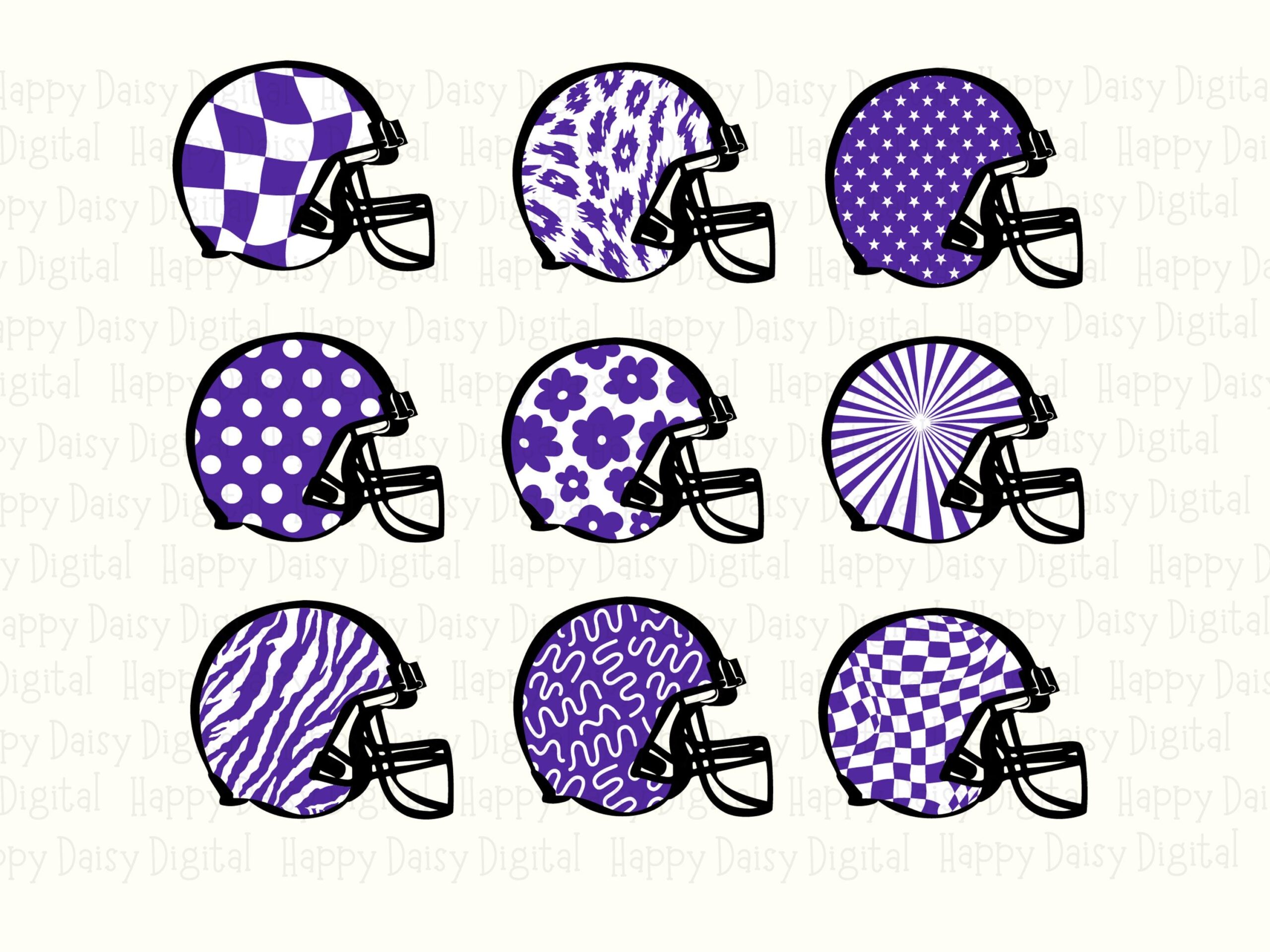 Football Helmet Grid SVG PNG Purple Checkered Helmet Grid Helmet Pattern Design Cricut Silhouette Canva Commercial Use POD - Image 2