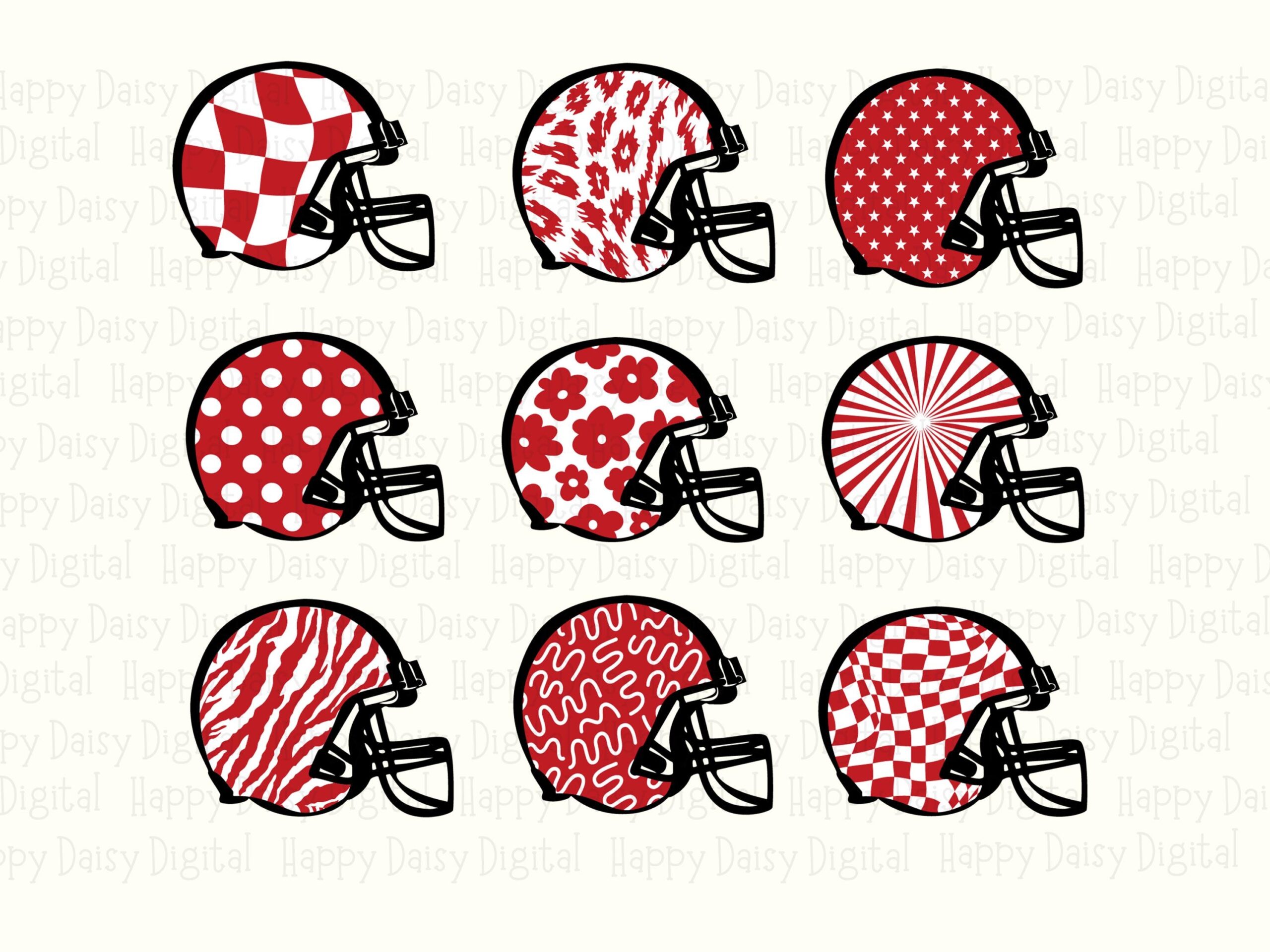 Football Helmet Grid SVG PNG Red White Helmet Grid Helmet Pattern Design Cricut Silhouette Canva Commercial Use POD - Image 2