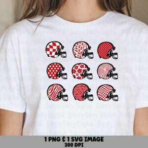Football Helmet Grid SVG PNG Red White Helmet Grid Helmet Pattern Design Cricut Silhouette Canva Commercial Use POD