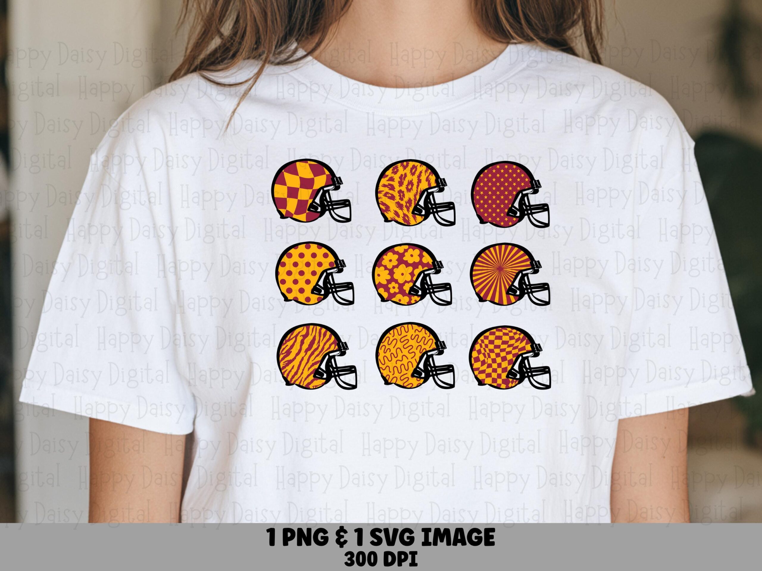 Football Helmet Grid SVG PNG Red And Yellow Helmet Grid Helmet Pattern Design Cricut Silhouette Canva Commercial Use POD