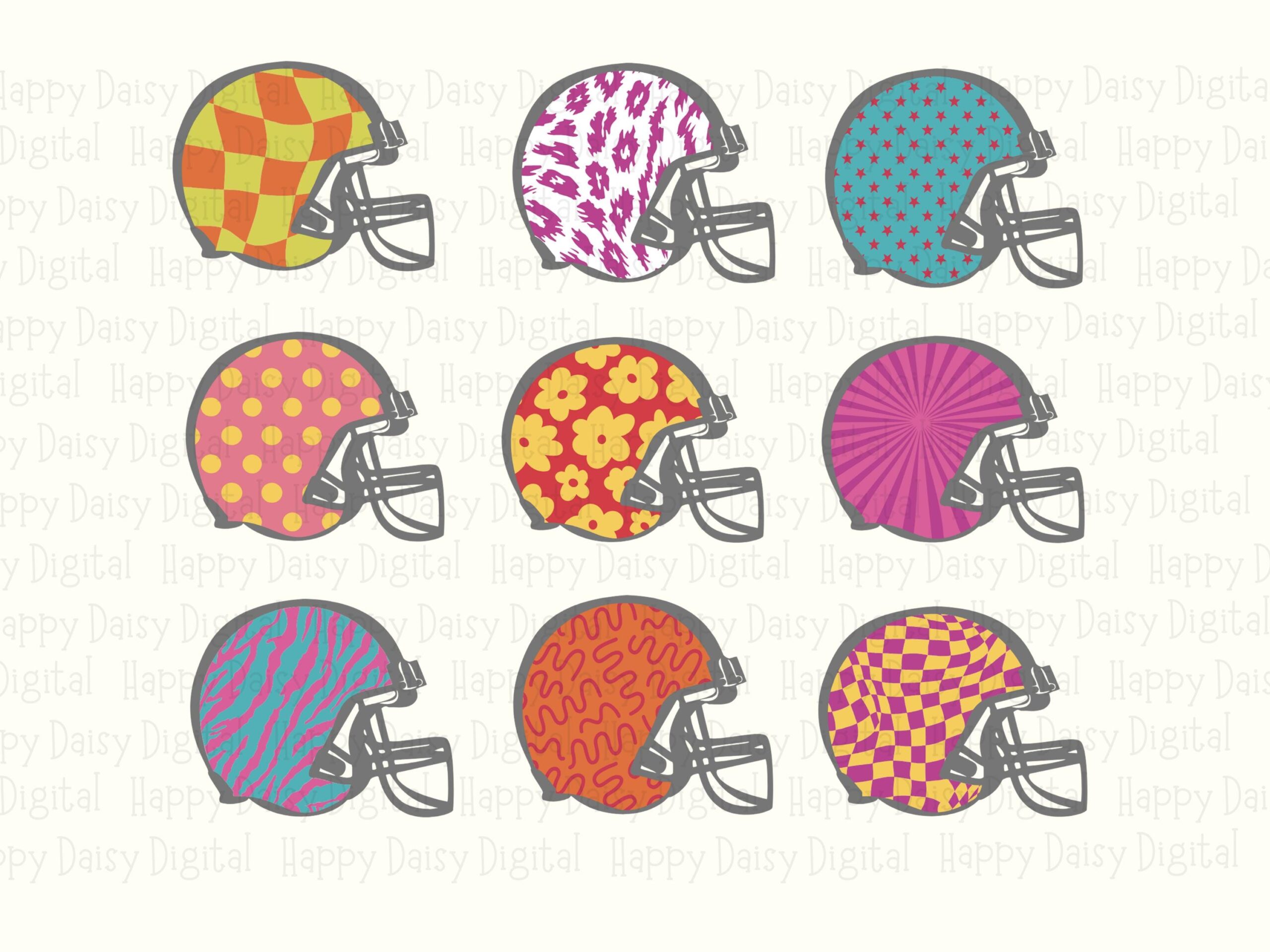 Football Helmet Grid SVG PNG ColorfulHelmet Grid Helmet Pattern Design Cricut Silhouette Canva Commercial Use POD - Image 2