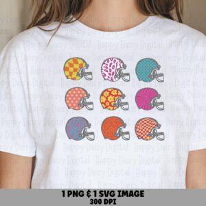 Football Helmet Grid SVG PNG ColorfulHelmet Grid Helmet Pattern Design Cricut Silhouette Canva Commercial Use POD