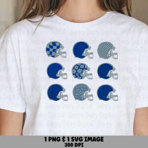 Football Helmet Grid SVG PNG Blue And SilverHelmet Grid Helmet Pattern Design Cricut Silhouette Canva Commercial Use POD