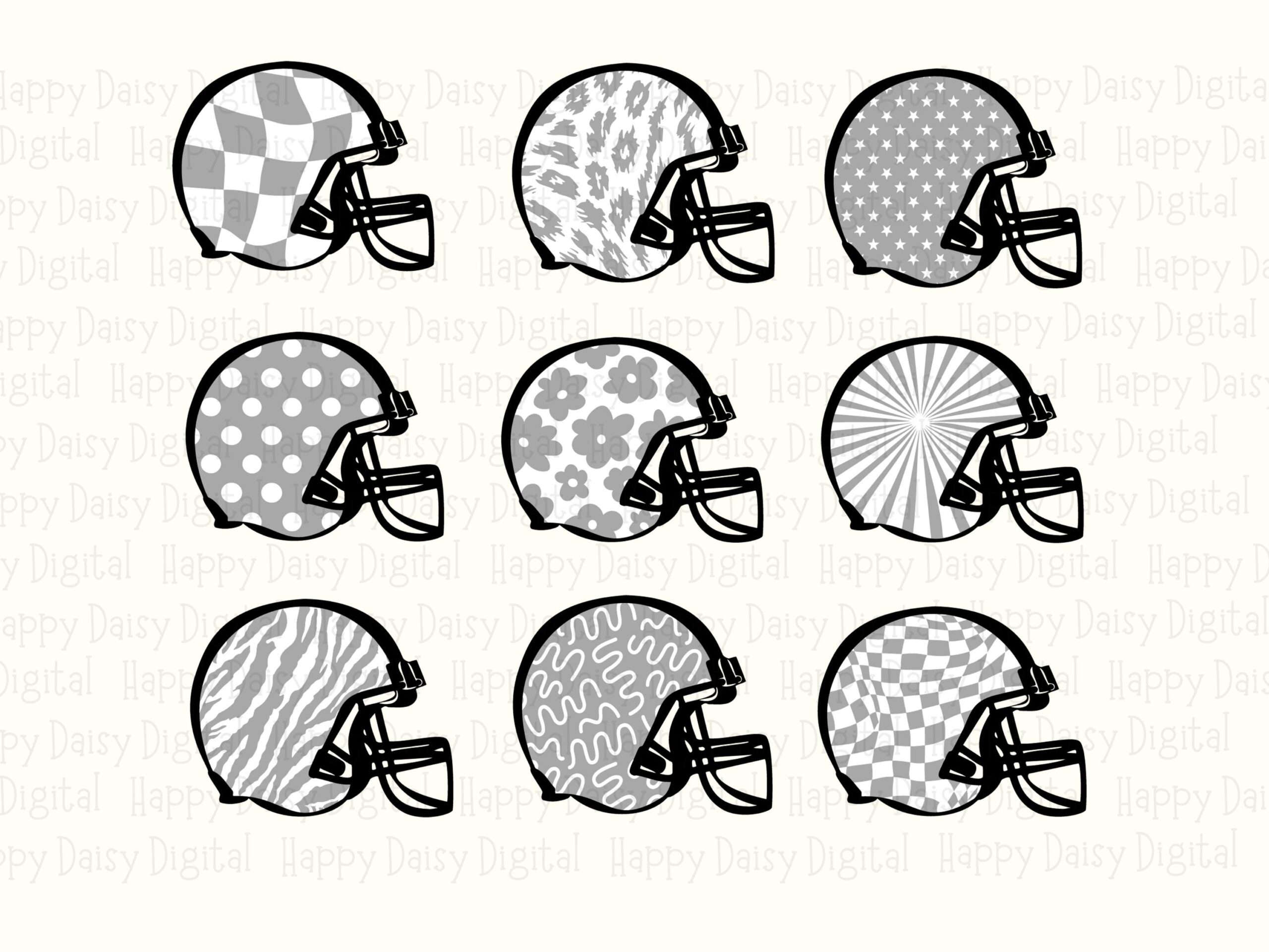 Football Helmet Grid SVG PNG Gray and White Helmet Grid Helmet Pattern Design Cricut Silhouette Canva Commercial Use POD - Image 2
