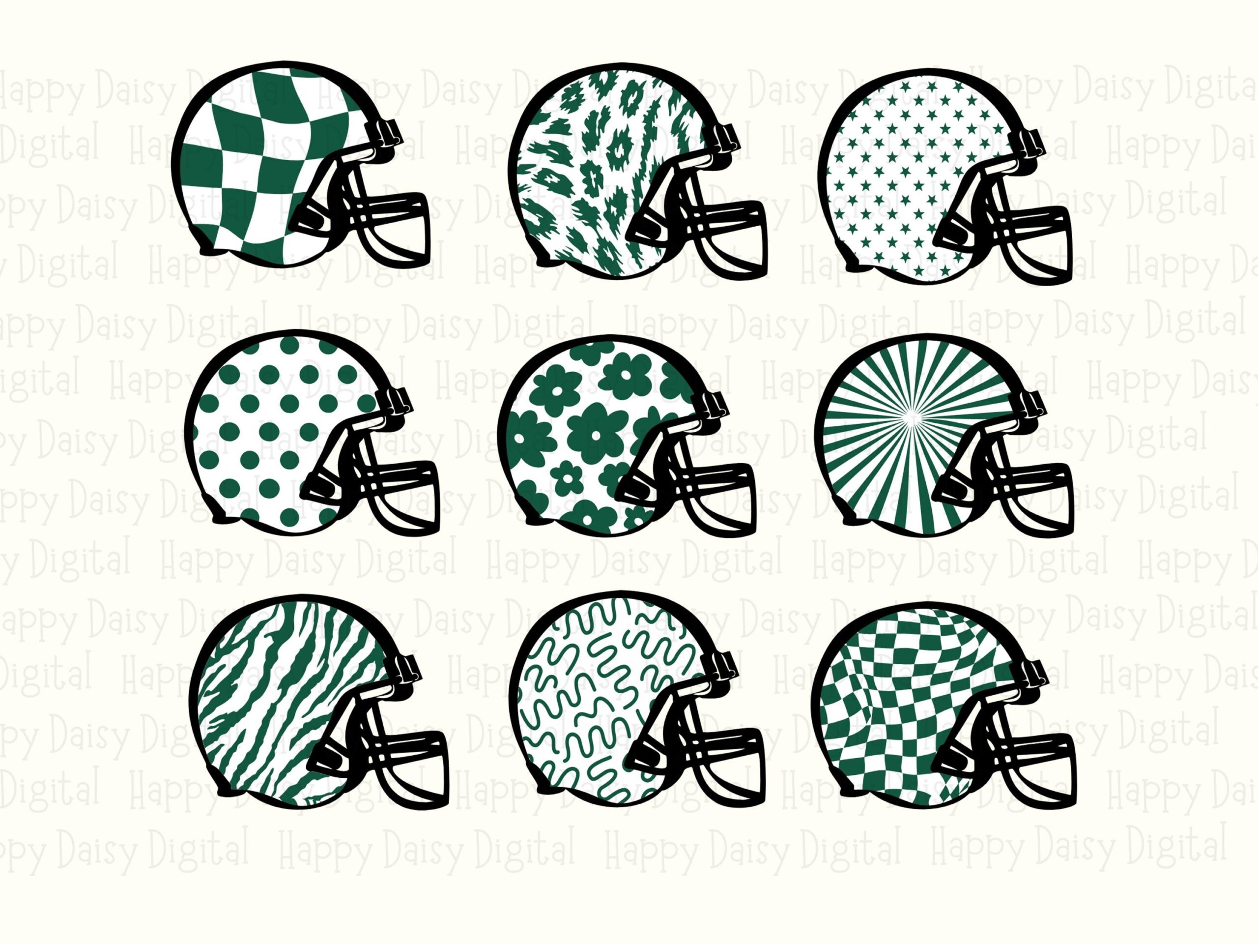 Football Helmet Grid SVG PNG Green and White Helmet Grid Helmet Pattern Design Cricut Silhouette Canva Commercial Use POD - Image 2
