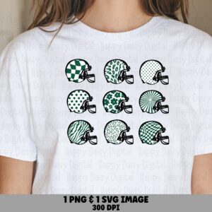 Football Helmet Grid SVG PNG Green and White Helmet Grid Helmet Pattern Design Cricut Silhouette Canva Commercial Use POD