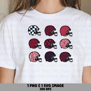 Football Helmet Grid SVG PNG Red White Blue Helmet Grid Helmet Pattern Design Cricut Silhouette Canva Commercial Use POD