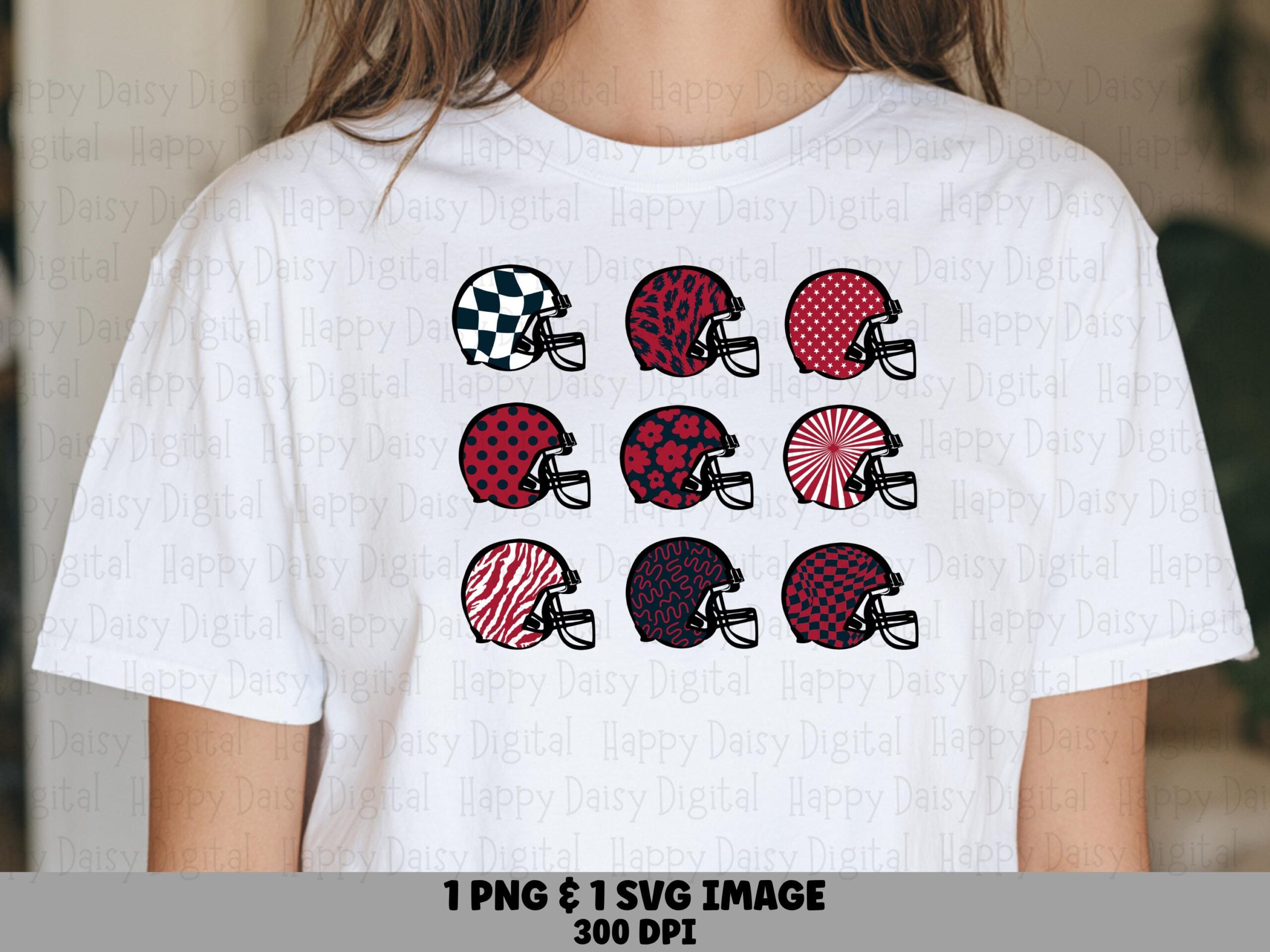 Football Helmet Grid SVG PNG Red White Blue Helmet Grid Helmet Pattern Design Cricut Silhouette Canva Commercial Use POD
