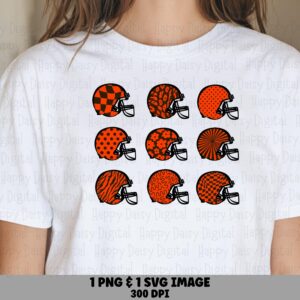 Football Helmet Grid SVG PNG Orange & Black Gradient Helmet Grid Helmet Pattern Design Cricut Silhouette Canva Commercial Use POD