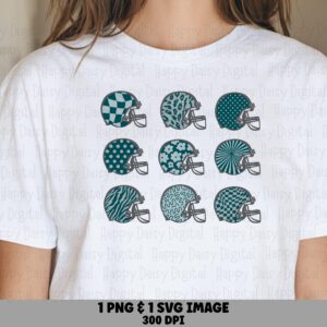 Football Helmet Grid SVG PNG Teal and Orange Helmet Grid Helmet Pattern Design Cricut Silhouette Canva Commercial Use POD