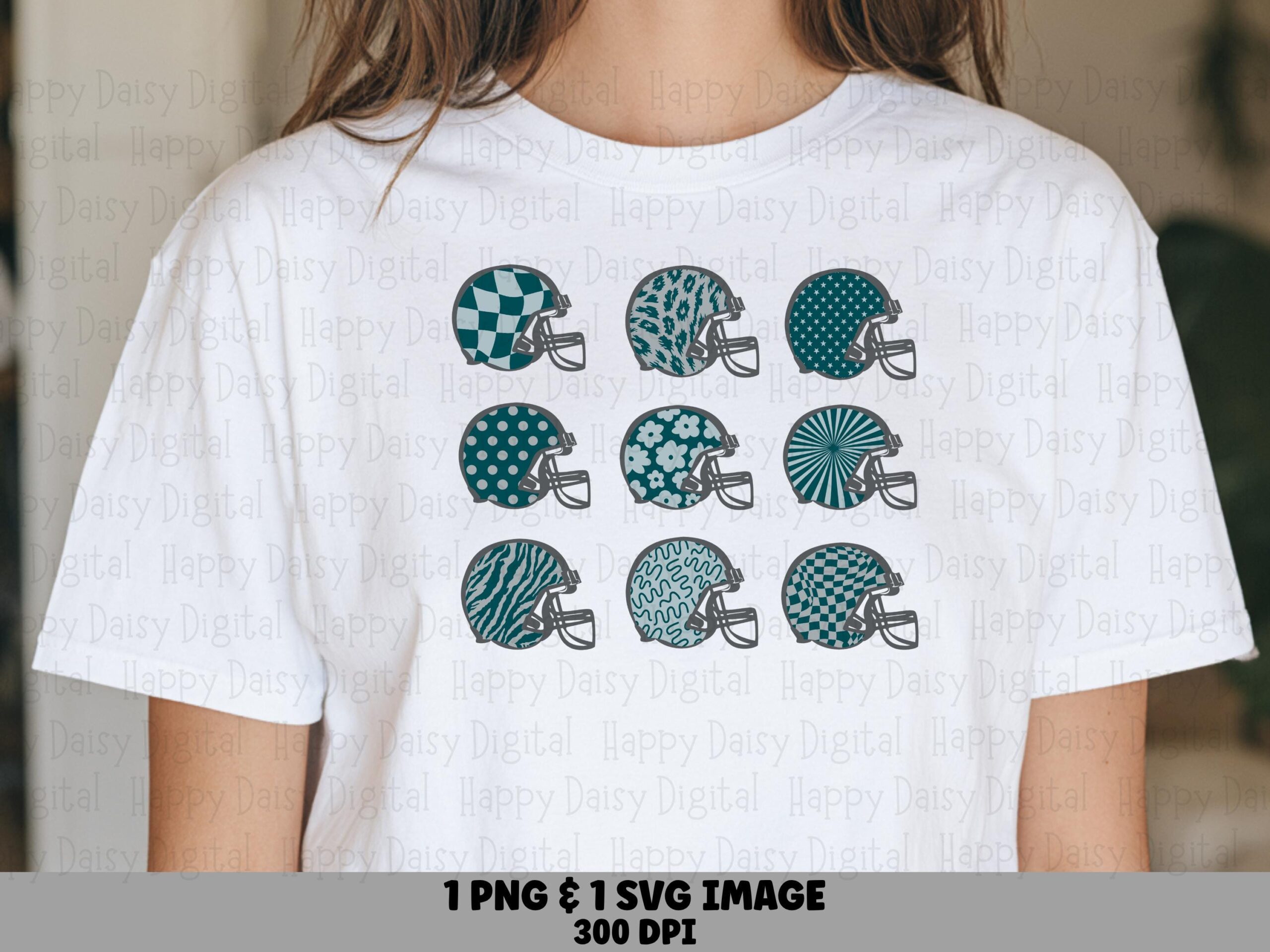 Football Helmet Grid SVG PNG Teal and Orange Helmet Grid Helmet Pattern Design Cricut Silhouette Canva Commercial Use POD