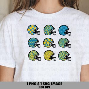 Football Helmet Grid SVG PNG Blue And Yellow Helmet Grid Helmet Pattern Design Cricut Silhouette Canva Commercial Use POD