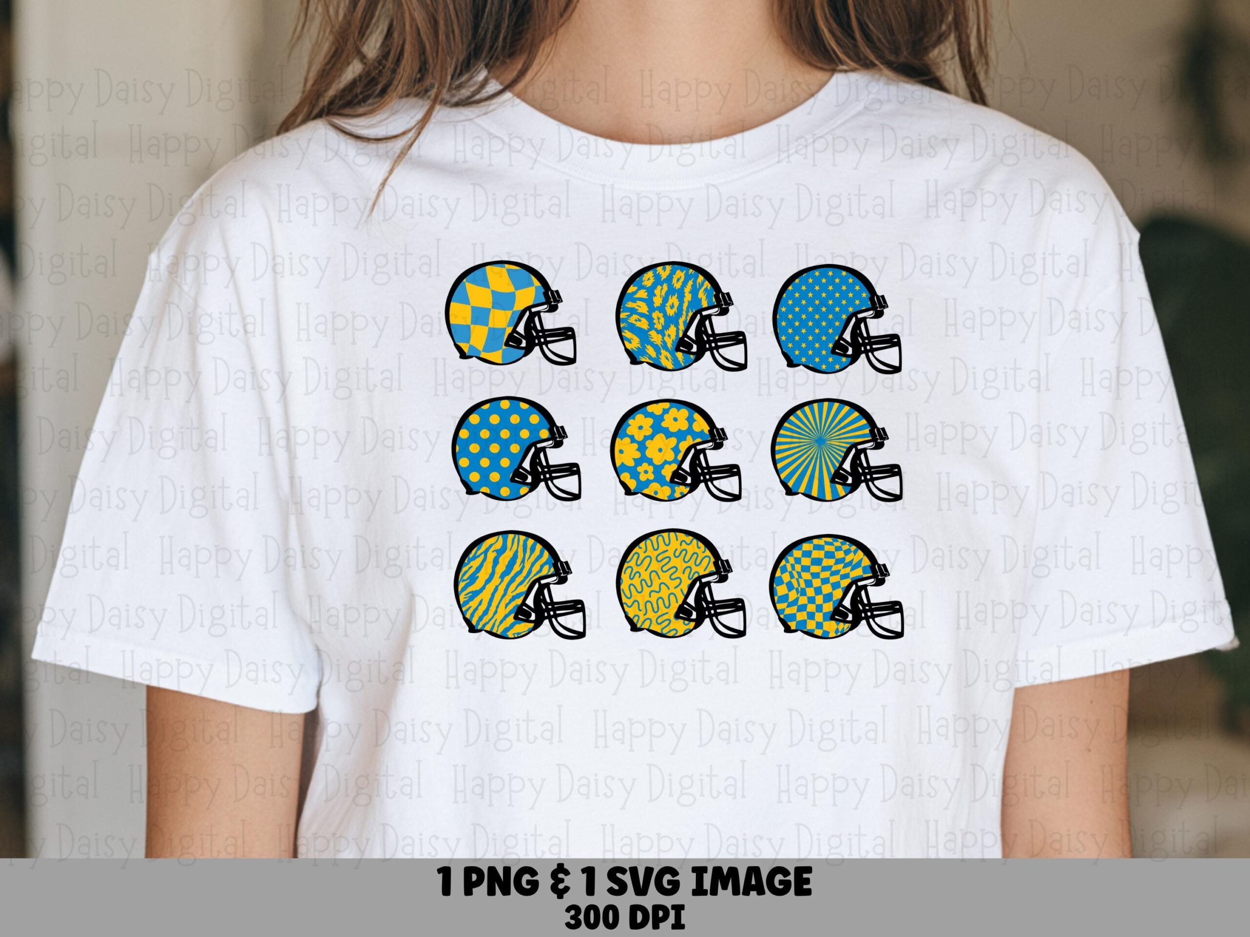 Football Helmet Grid SVG PNG Blue And Yellow Helmet Grid Helmet Pattern Design Cricut Silhouette Canva Commercial Use POD