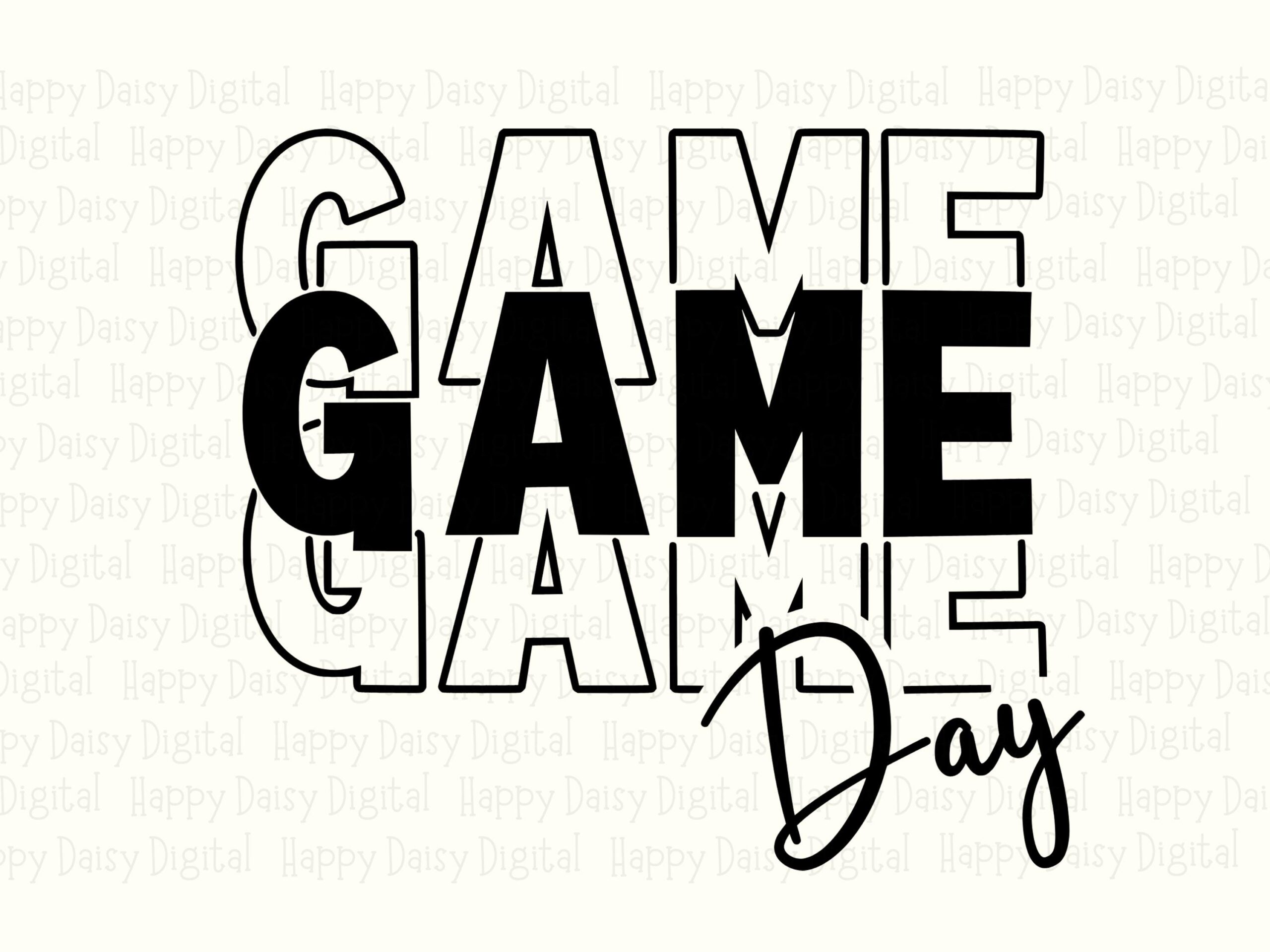 Game Day SVG PNG Game Day Repeated Design Outline Text Design Cricut Silhouette Canva Commercial Use POD - Image 2