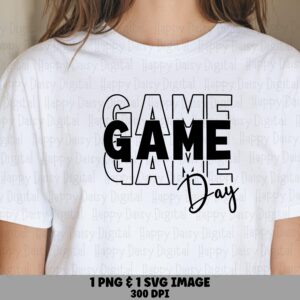 Game Day SVG PNG Game Day Repeated Design Outline Text Design Cricut Silhouette Canva Commercial Use POD
