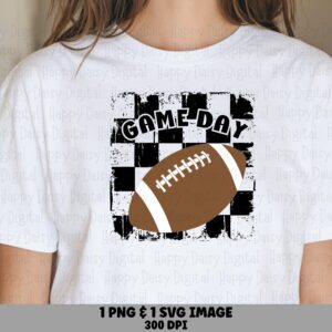 Game Day SVG PNG Game Day Checkered Football Football Icon Design Cricut Silhouette Canva Commercial Use POD