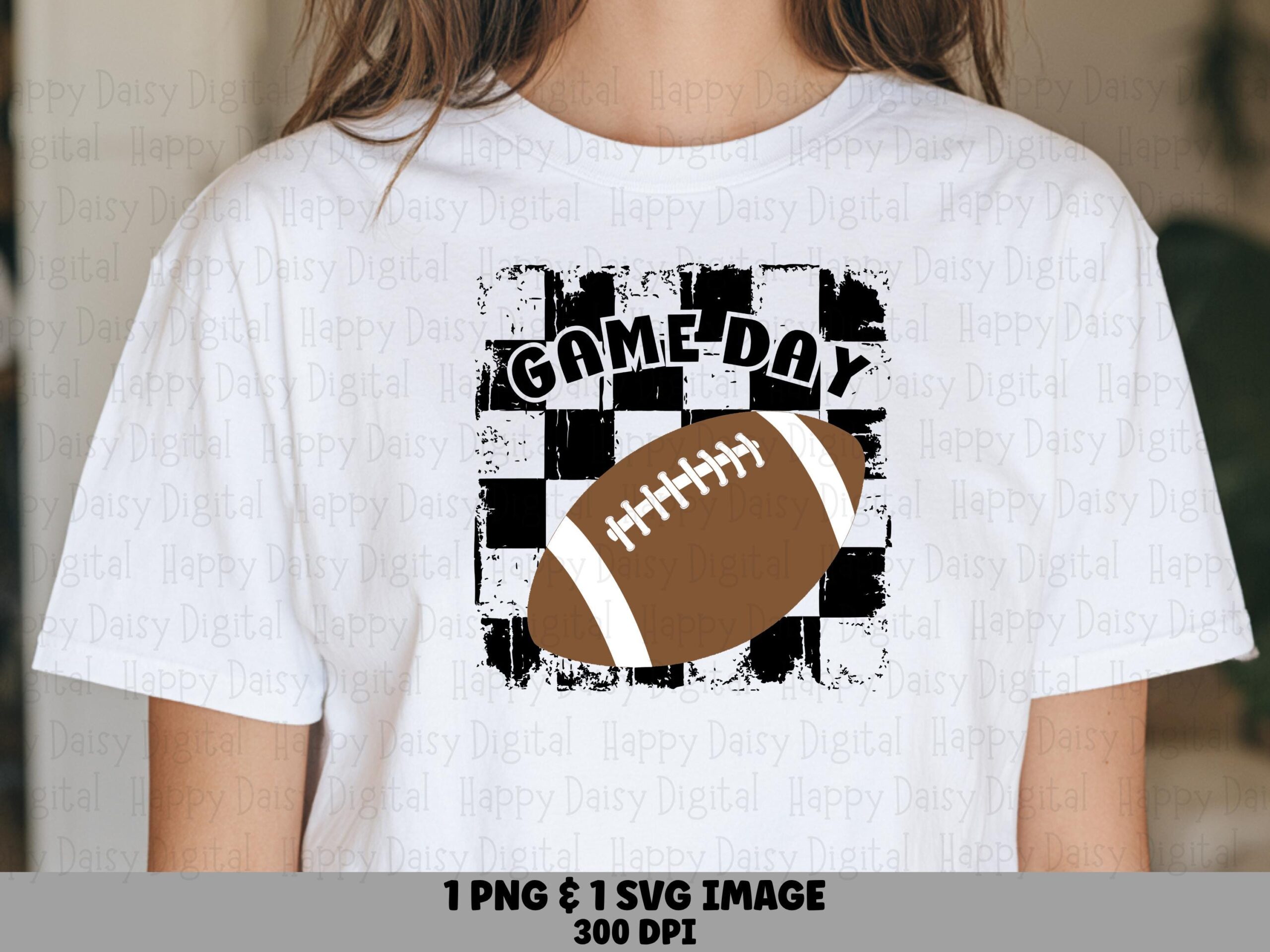 Game Day SVG PNG Game Day Checkered Football Football Icon Design Cricut Silhouette Canva Commercial Use POD