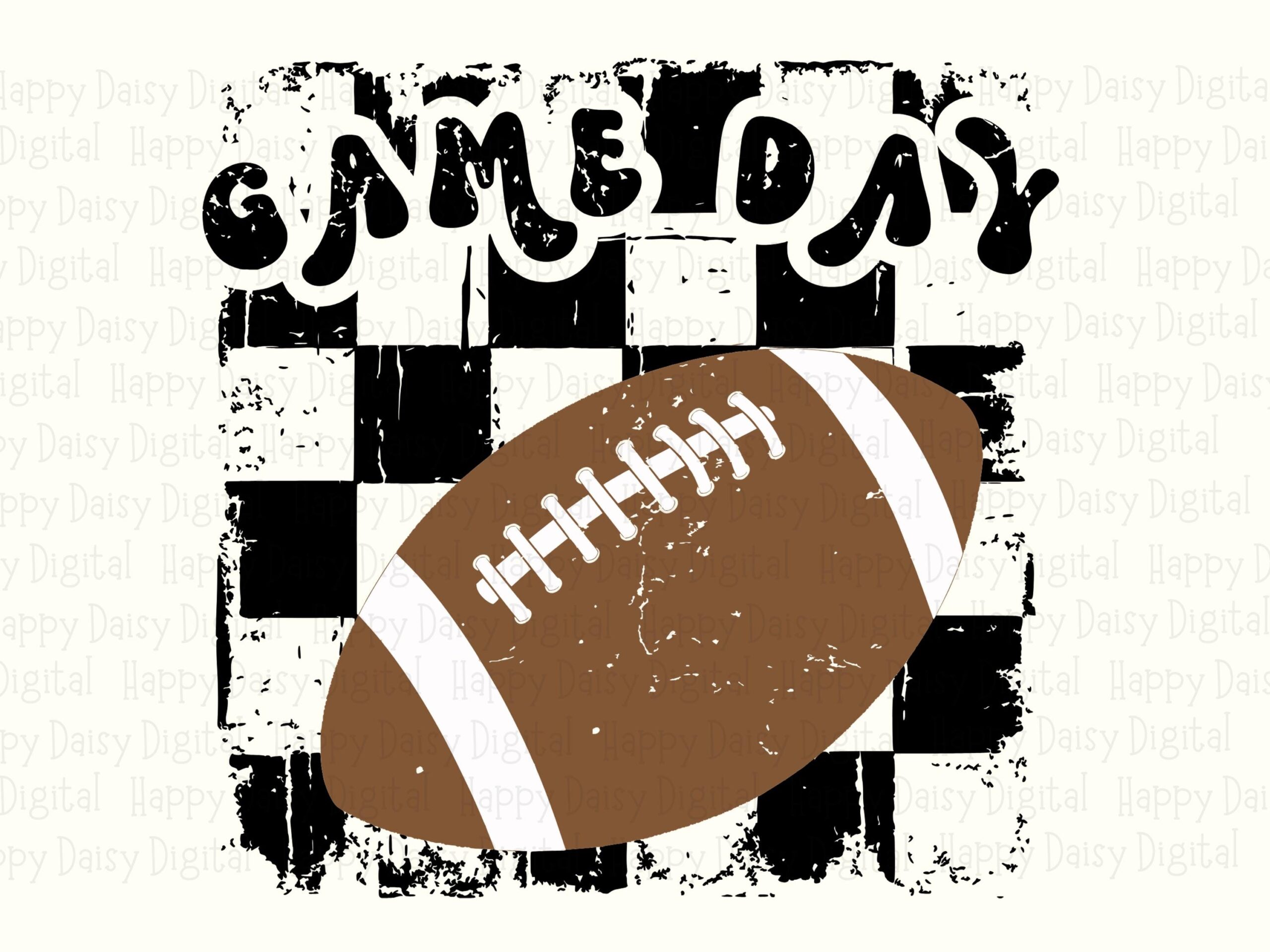 Game Day SVG PNG Game Day Brown Football Checkered Football Icon Cricut Silhouette Canva Commercial Use POD - Image 2