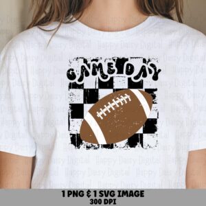 Game Day SVG PNG Game Day Brown Football Checkered Football Icon Cricut Silhouette Canva Commercial Use POD