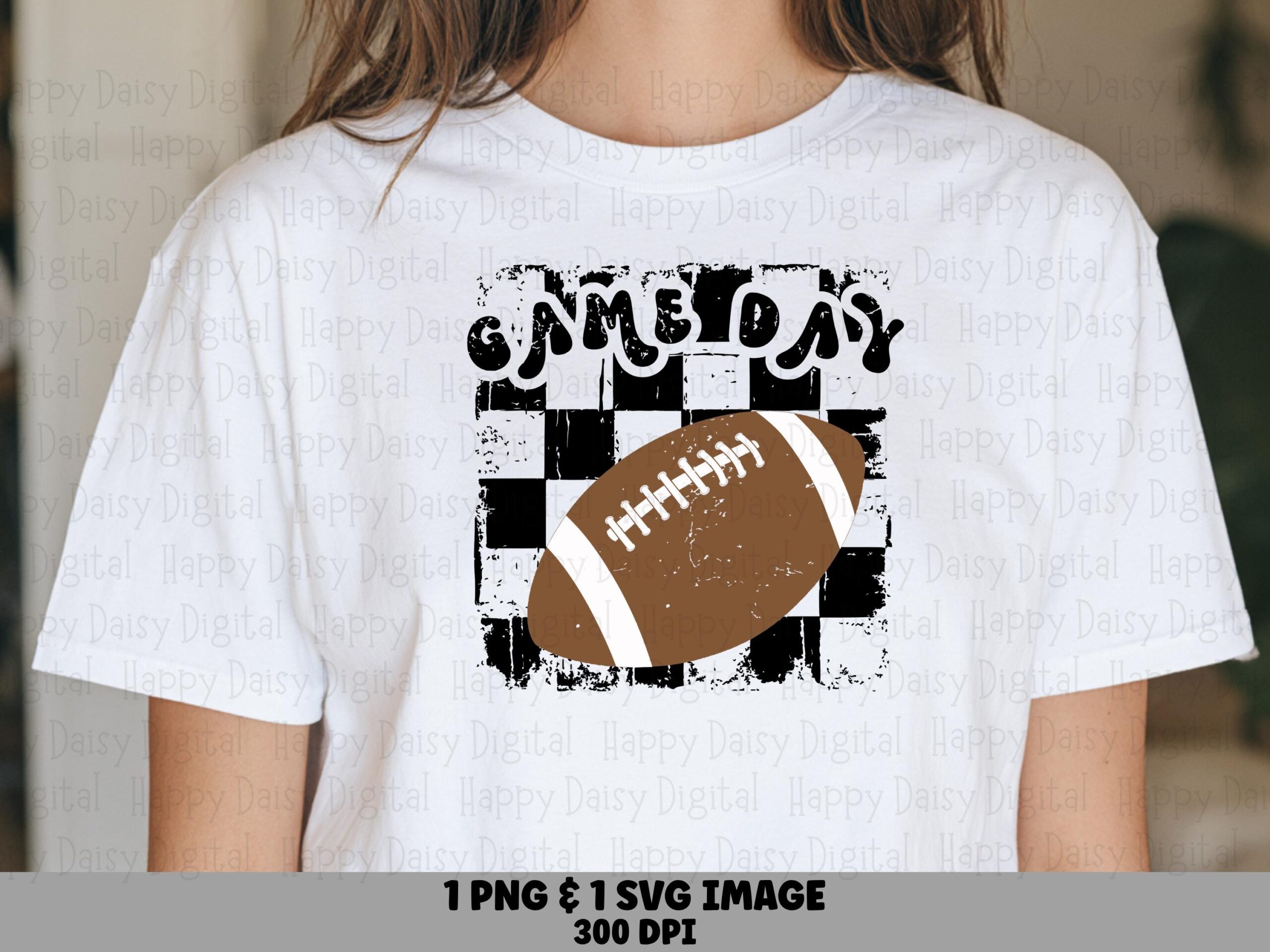 Game Day SVG PNG Game Day Brown Football Checkered Football Icon Cricut Silhouette Canva Commercial Use POD