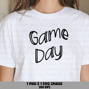 Game Day SVG PNG Game Day Cursive Bow Bow Accent Design Cricut Silhouette Canva Commercial Use POD
