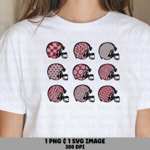 Football Helmet Grid SVG PNG Red and Gray Helmet Grid Helmet Pattern Design Cricut Silhouette Canva Commercial Use POD