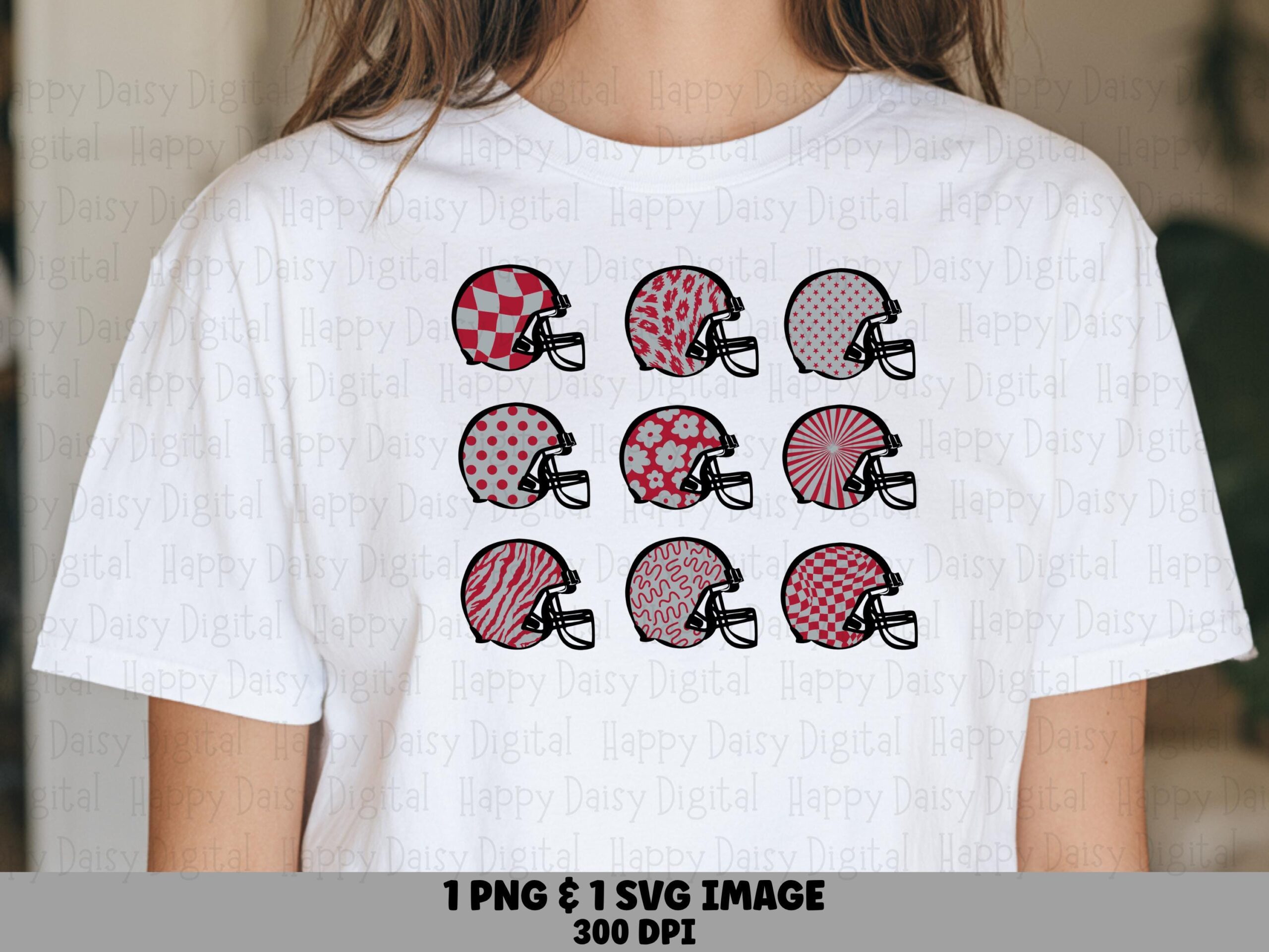Football Helmet Grid SVG PNG Red and Gray Helmet Grid Helmet Pattern Design Cricut Silhouette Canva Commercial Use POD