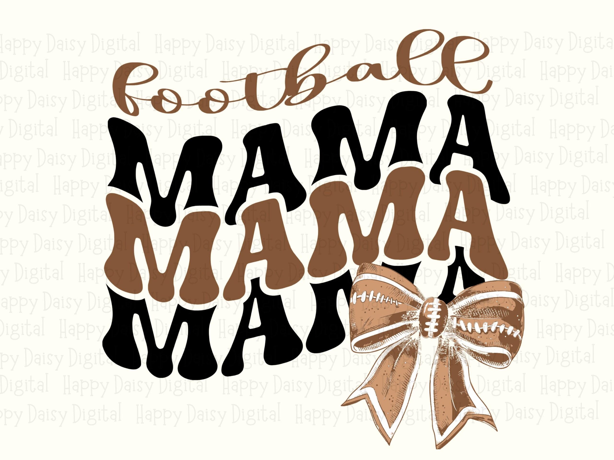 Football Mama SVG PNG Football Mama Repeated Bow Football Accent Cricut Silhouette Canva Commercial Use POD - Image 2