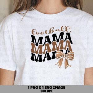 Football Mama SVG PNG Football Mama Repeated Bow Football Accent Cricut Silhouette Canva Commercial Use POD