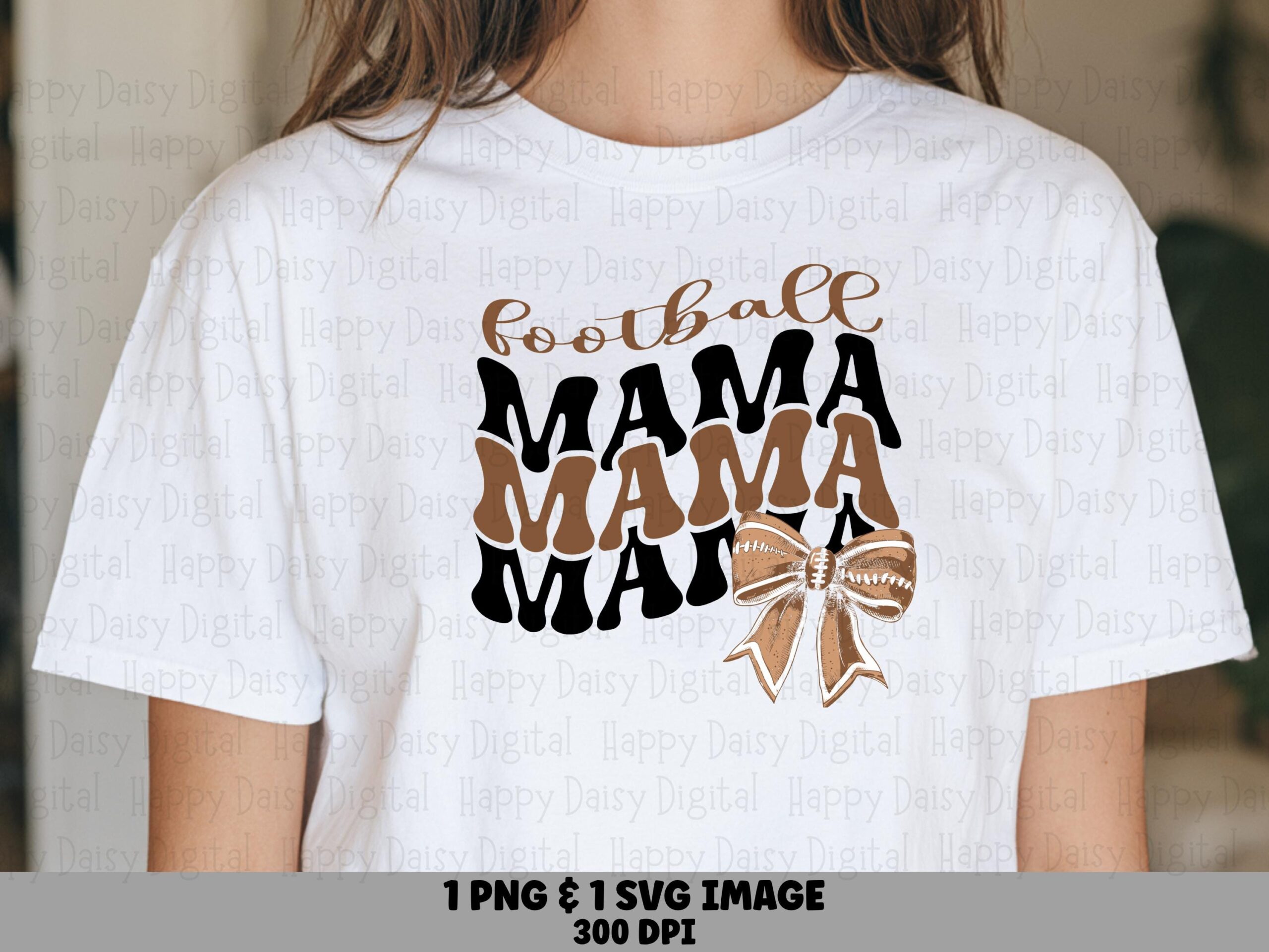 Football Mama SVG PNG Football Mama Repeated Bow Football Accent Cricut Silhouette Canva Commercial Use POD