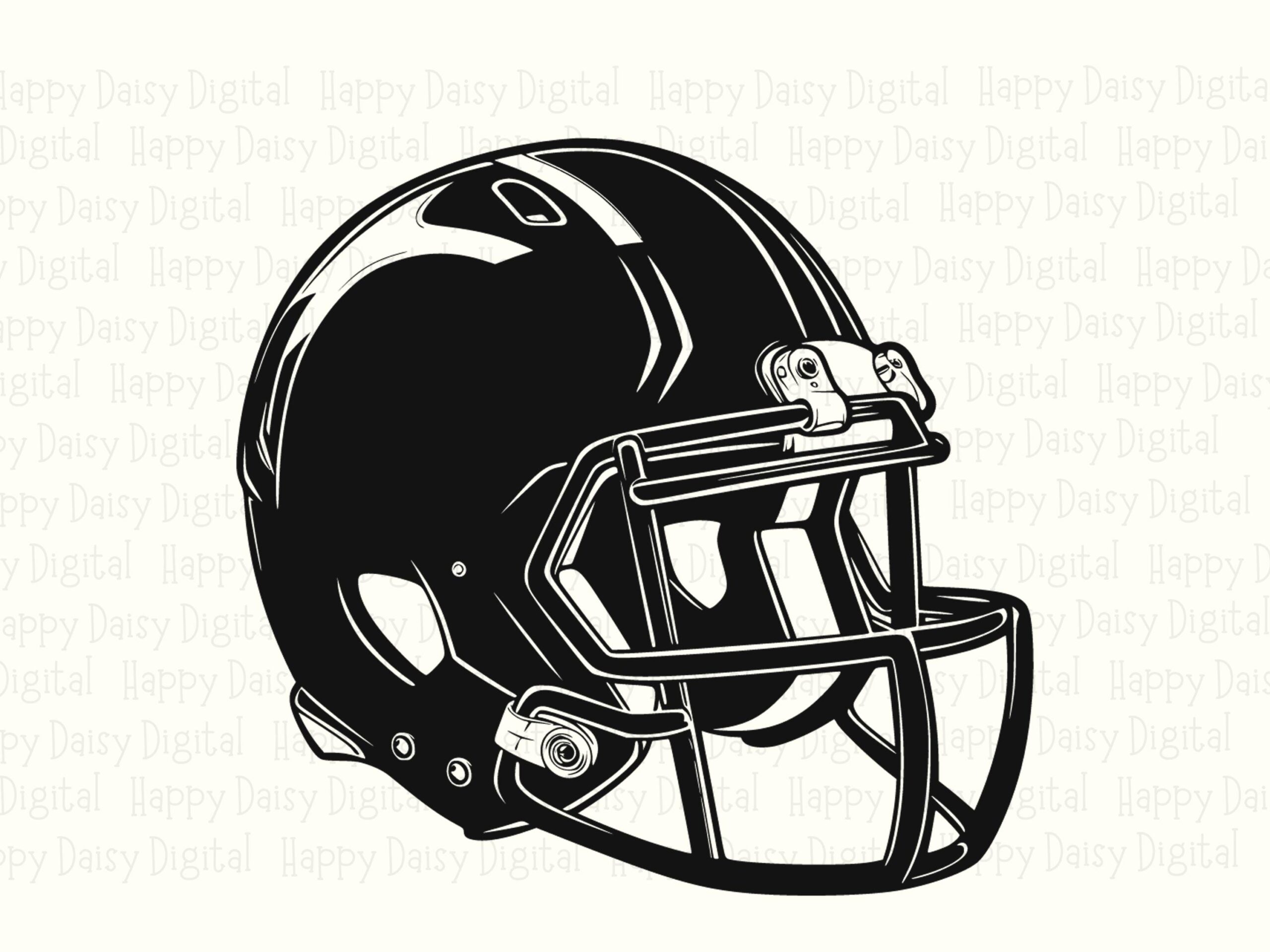 Football Helmet SVG PNG Black Helmet Illustration Line Art Helmet Design Cricut Silhouette Canva Commercial Use POD - Image 2