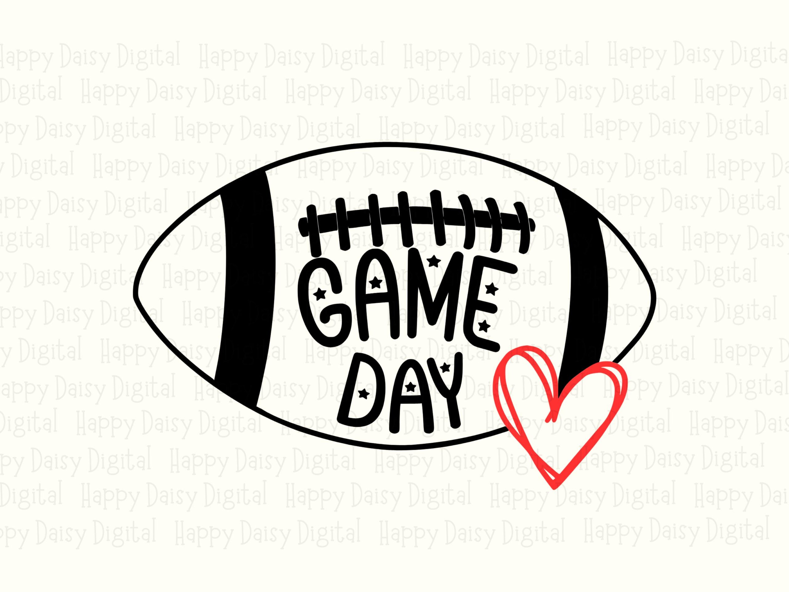 Game Day SVG PNG Game Day Heart Football Heart Icon Design Cricut Silhouette Canva Commercial Use POD - Image 2