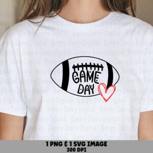 Game Day SVG PNG Game Day Heart Football Heart Icon Design Cricut Silhouette Canva Commercial Use POD