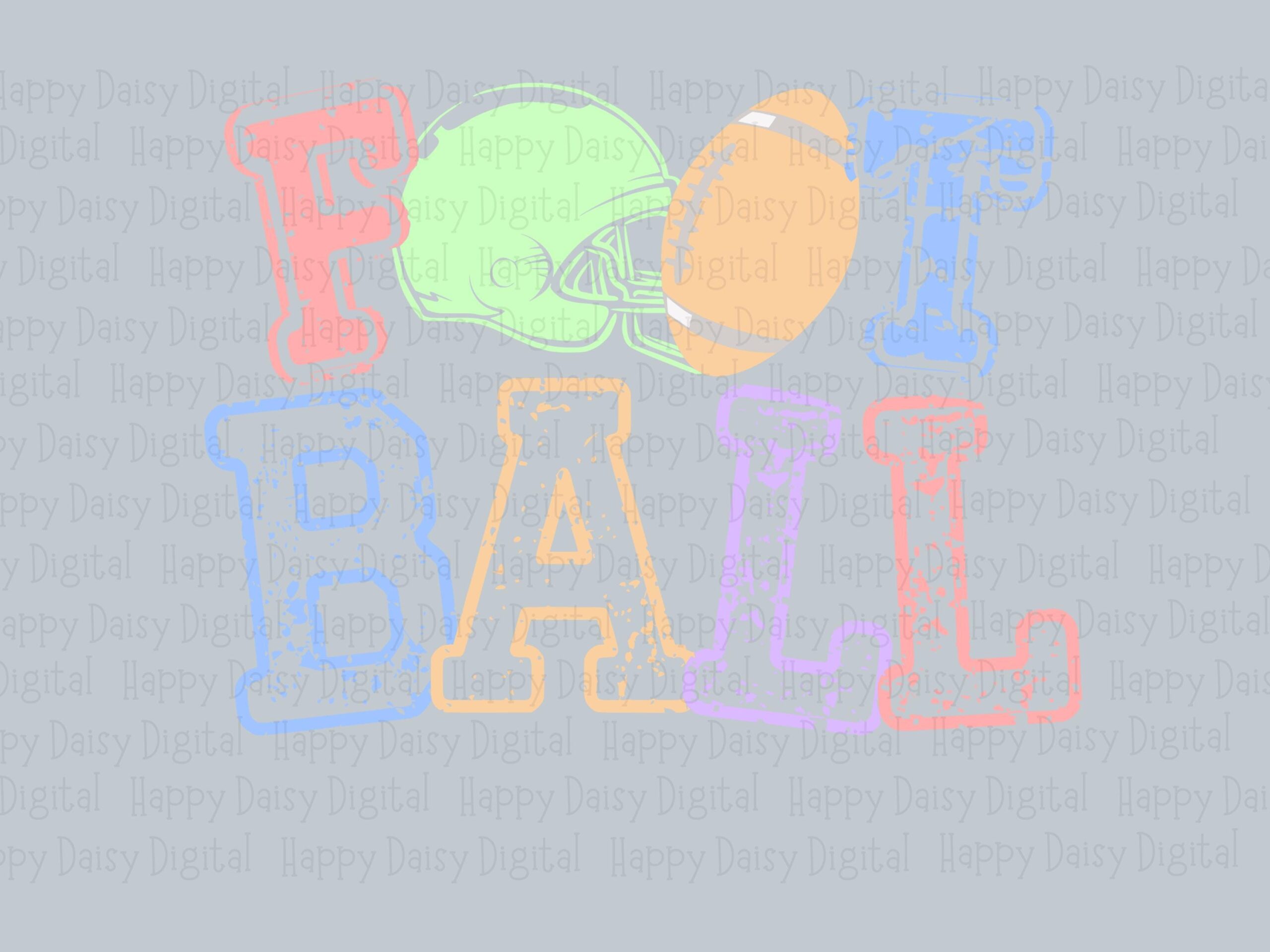 Football SVG PNG Football Bubble Text Colorful Text Design Cricut Silhouette Canva Commercial Use POD - Image 2