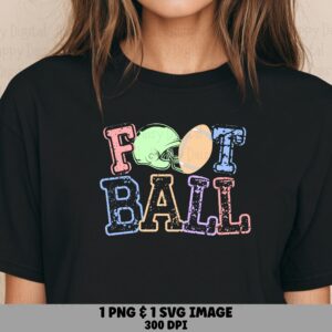 Football SVG PNG Football Bubble Text Colorful Text Design Cricut Silhouette Canva Commercial Use POD