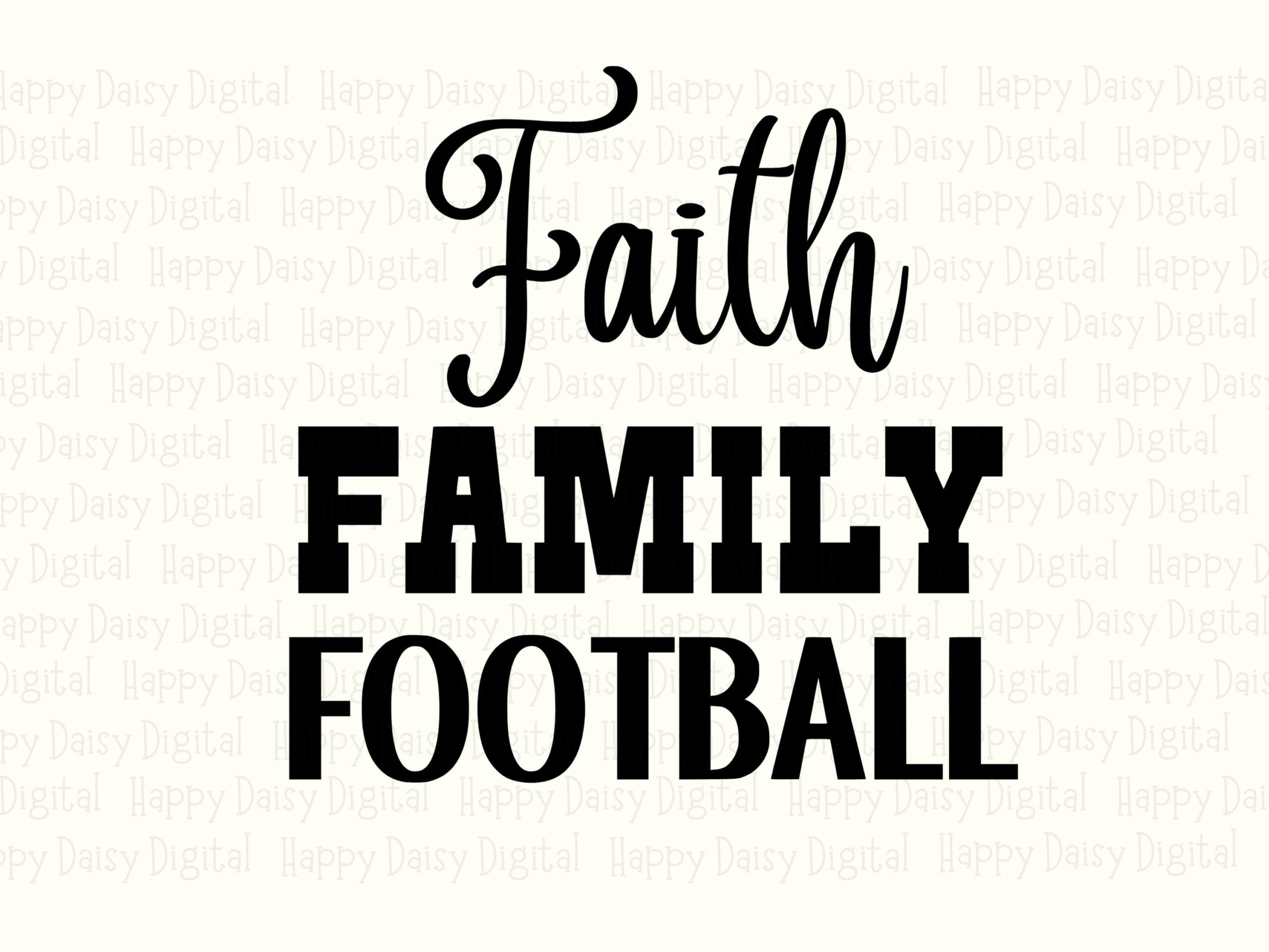 Faith Family Football SVG PNG Faith Family Football Bold Stacked Text Cricut Silhouette Canva Commercial Use POD - Image 2