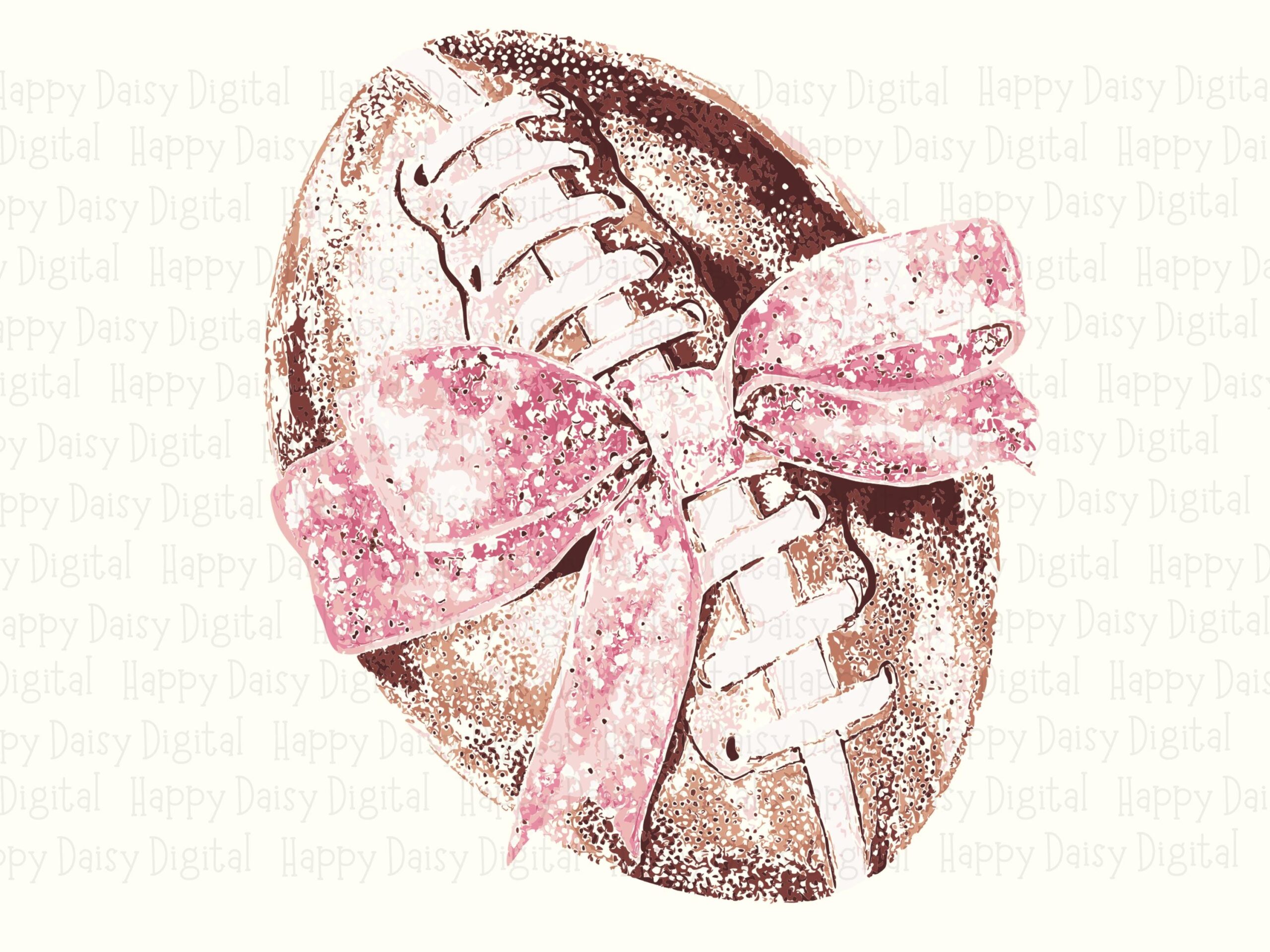 Football Illustration With Pink Bow SVG PNG Football Pink Bow Design Pink Bow Accent Cricut Silhouette Canva Commercial Use POD - Image 2