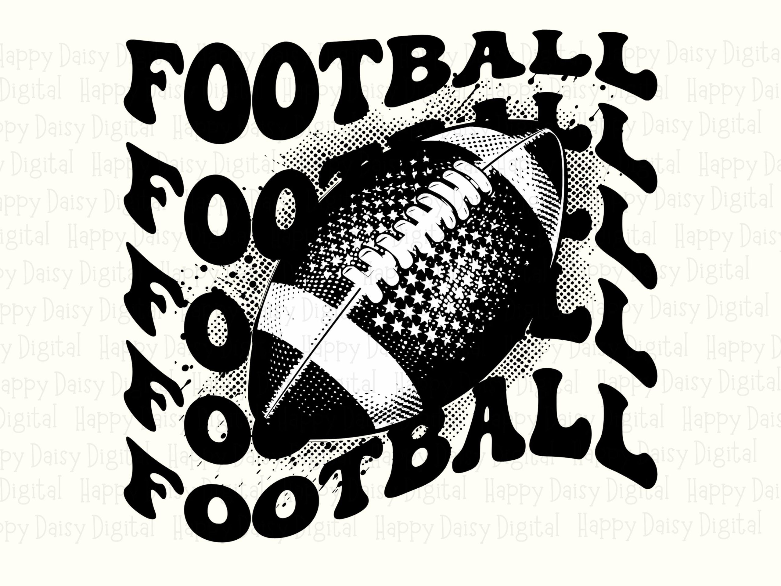 Football SVG PNG Football Stacked Grid Repeated Text Pattern Cricut Silhouette Canva Commercial Use POD - Image 2