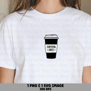 Survival Juice SVG PNG Survival Juice Coffee Cup Illustration Cricut Silhouette Canva Commercial Use POD
