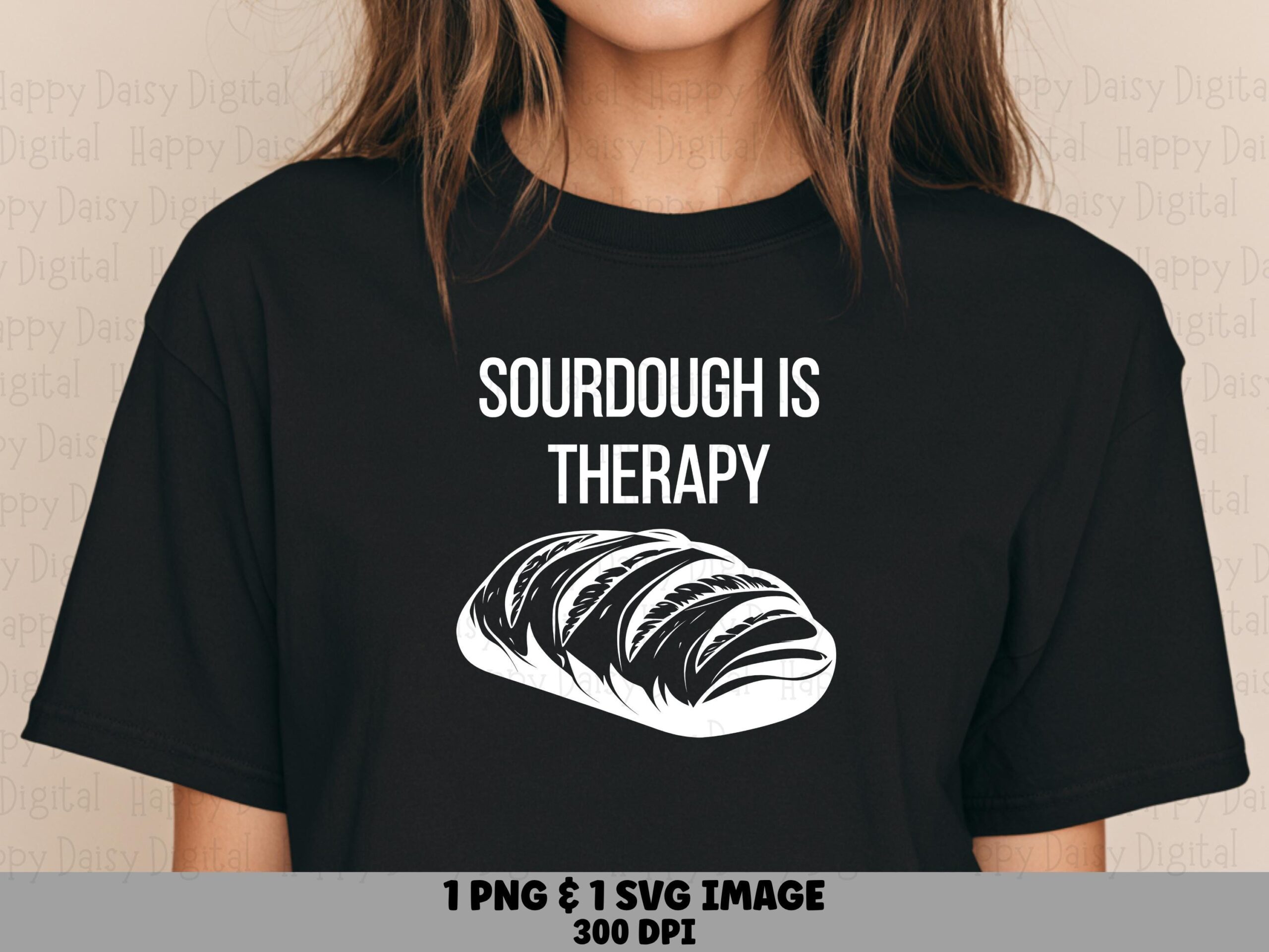 Sourdough Is Therapy SVG PNG Sourdough Is Therapy Bread Loaf Illustration Cricut Silhouette Canva Commercial Use POD