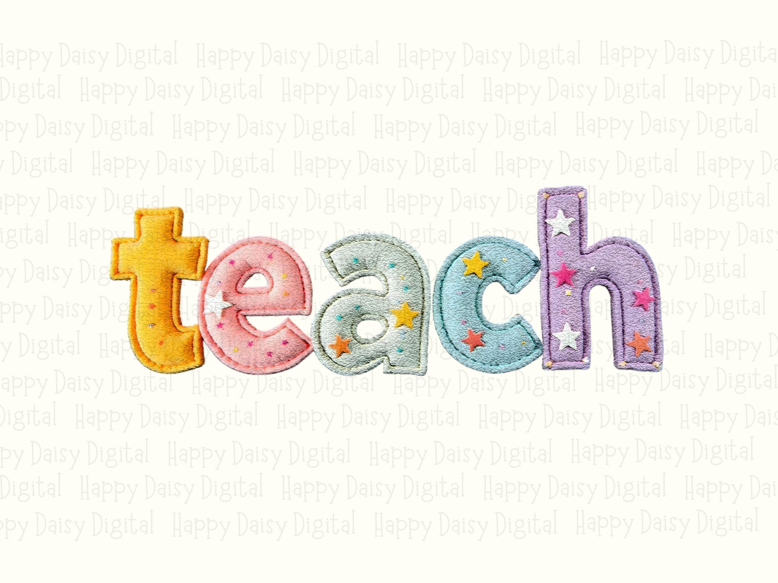 Teach PNG Teach Script Design Pastel Gradient Text Sublimation Design Commercial Use POD - Image 2