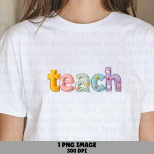 Teach PNG Teach Script Design Pastel Gradient Text Sublimation Design Commercial Use POD