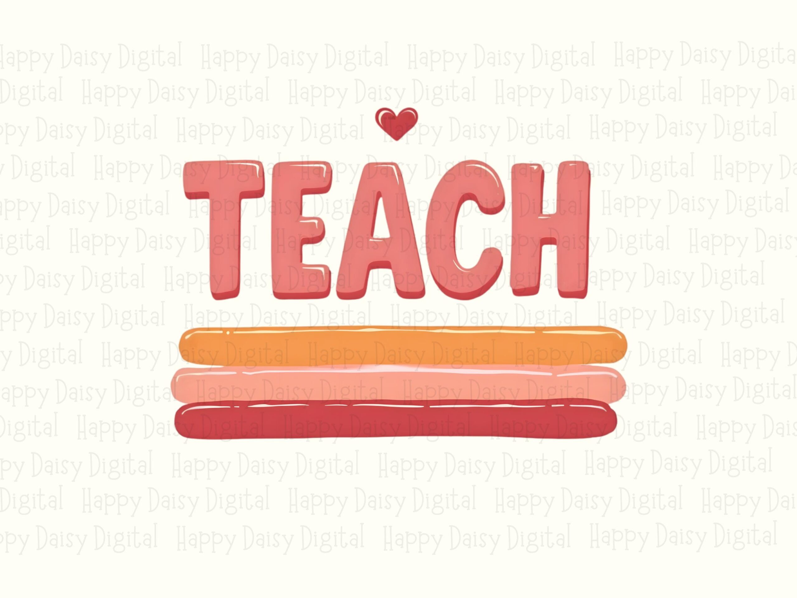 Teach PNG Teach Striped Design Bold Text Sublimation Design Commercial Use POD - Image 2