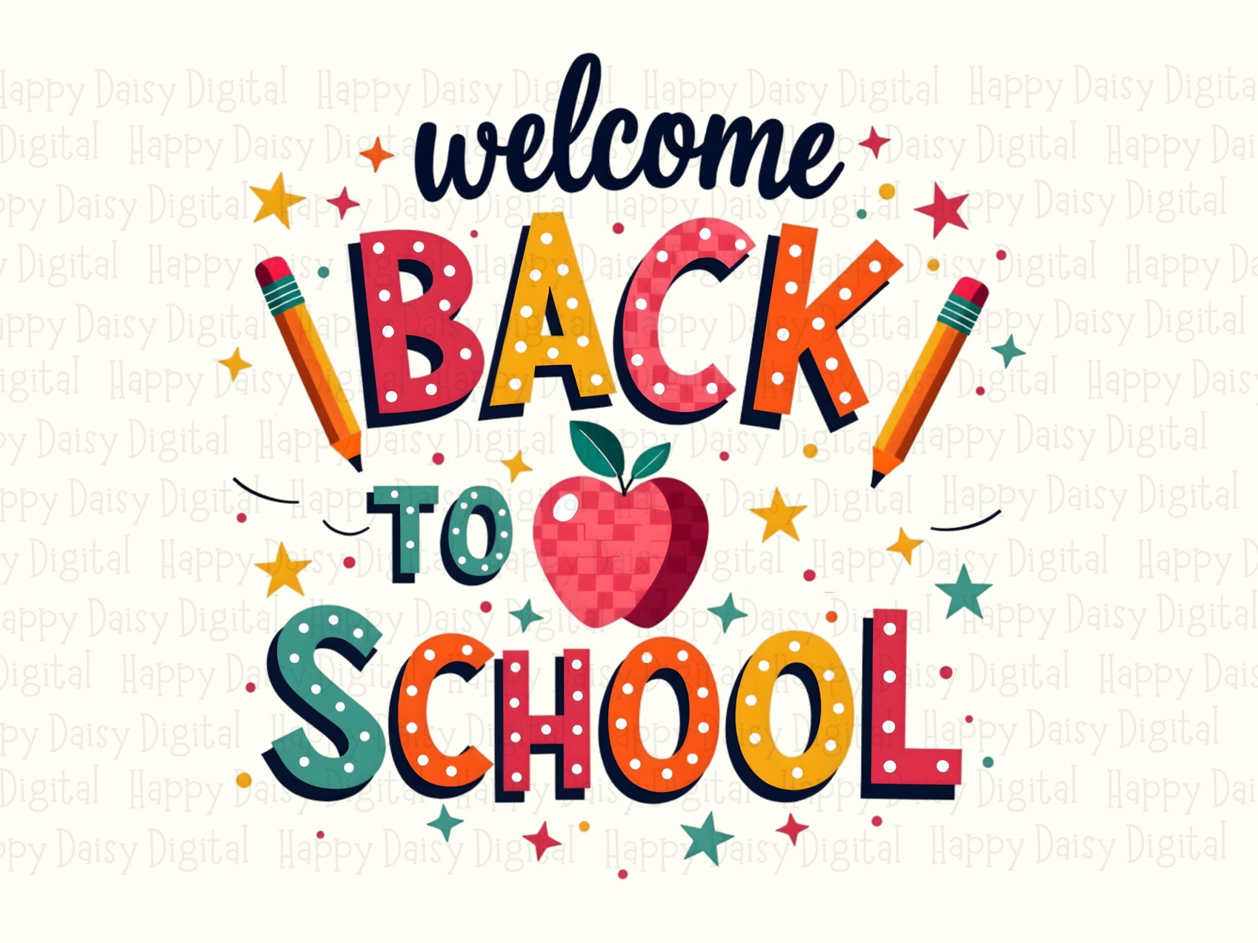 Welcome Back To School PNG Welcome Back To School Apple Heart Accent Sublimation Design Commercial Use POD - Image 2
