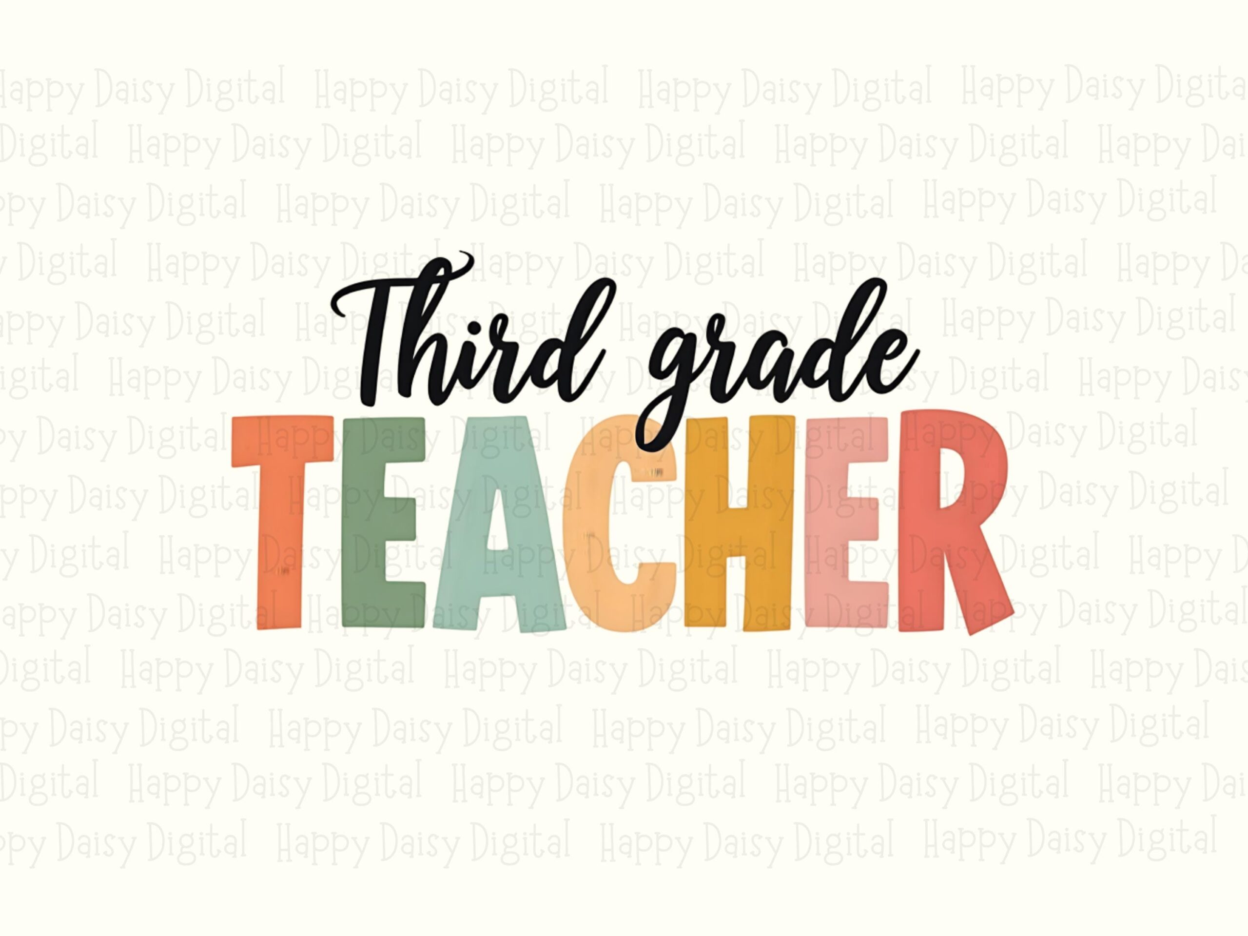 Third Grade Teacher PNG Third Grade Teacher Script Text Design Sublimation Design Commercial Use POD - Image 2