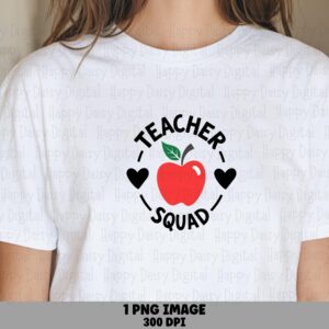 Teacher Squad PNG Teacher Squad Design Apple Heart Icon Sublimation Design Commercial Use POD