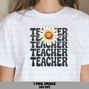 Teacher PNG Teacher Repeated Design Stacked Text Pattern Sublimation Design Commercial Use POD