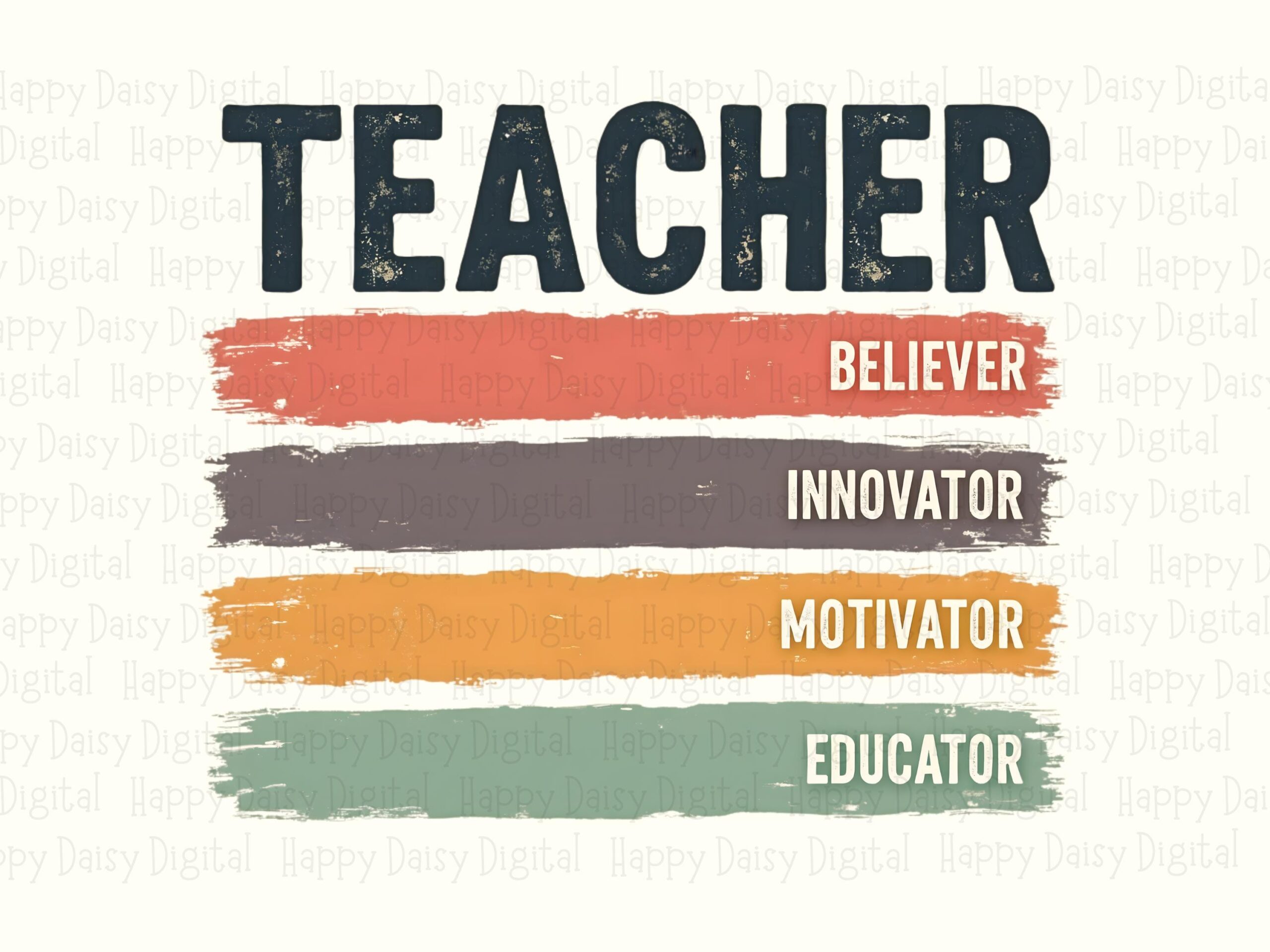 Teacher PNG Teacher Retro Design Striped Bars Accent Sublimation Design Commercial Use POD - Image 2