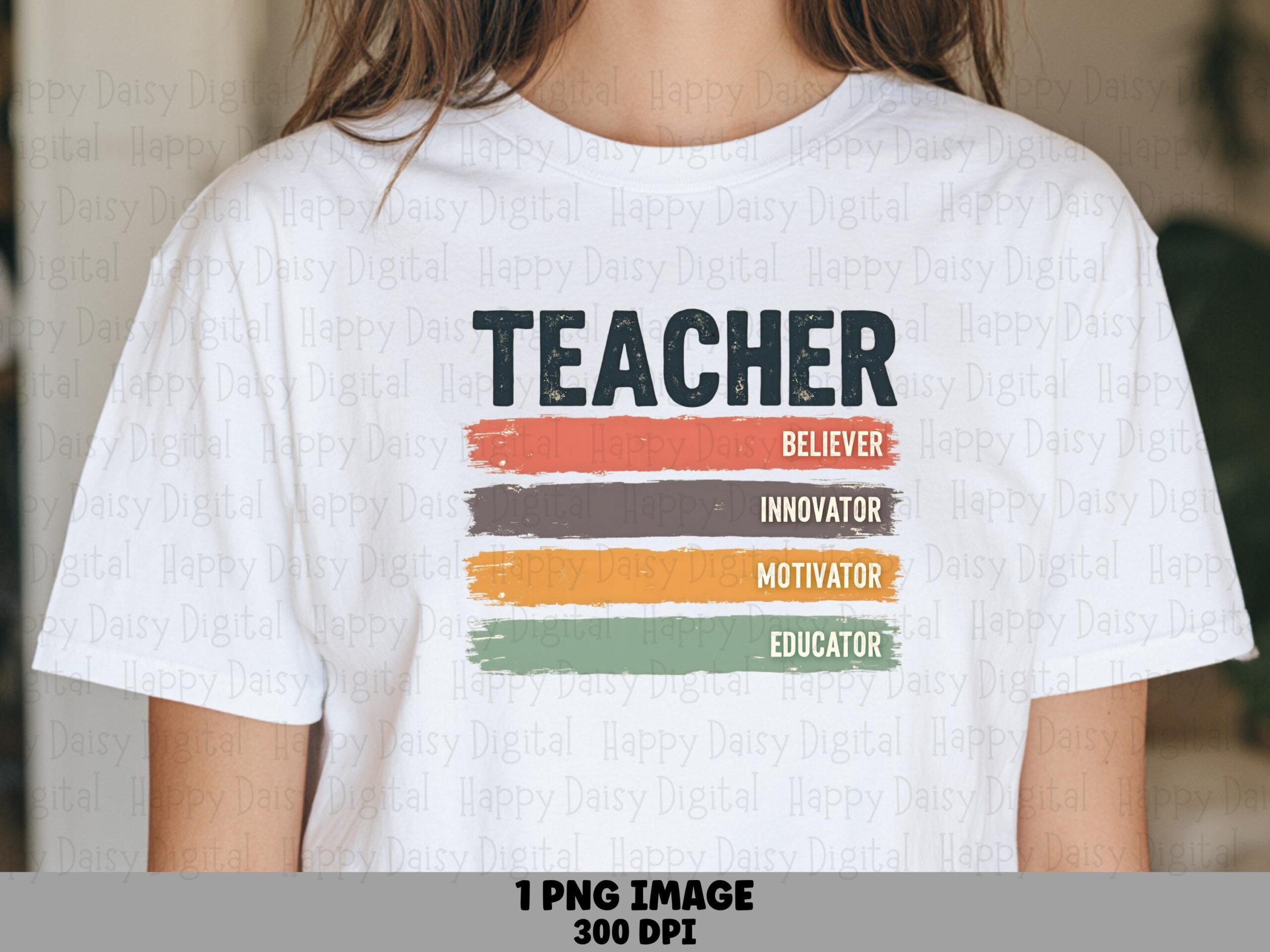 Teacher PNG Teacher Retro Design Striped Bars Accent Sublimation Design Commercial Use POD
