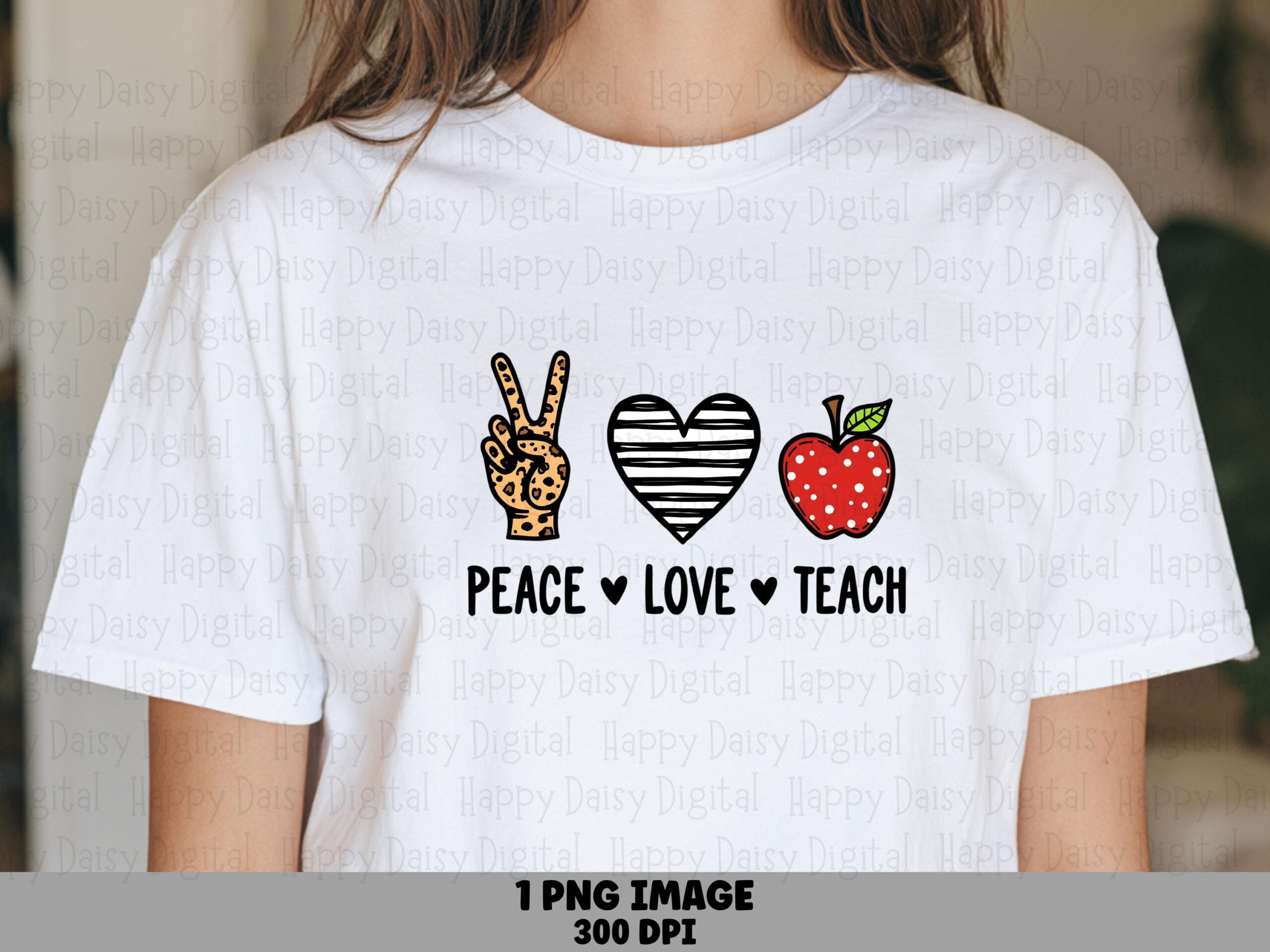 Peace Love Teach PNG Peace Love Teach Strawberry Icon Design Sublimation Design Commercial Use POD